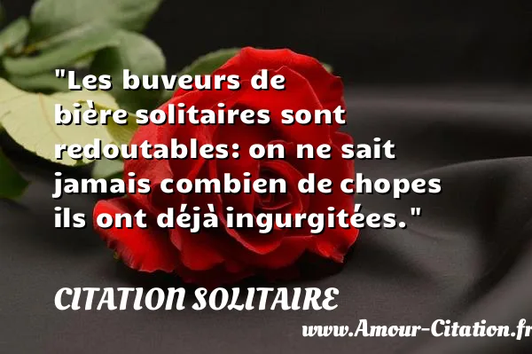 Les buveurs de bière solitaires sont redoutables: on ne sait jamais combien de chopes ils ont déjà ingurgitées.  CITATION SOLITAIRE