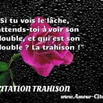  Si tu vois le lâche, attends-toi à voir son double, et qui est son double ? La trahison !  CITATION TRAHISON