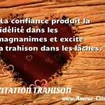  La confiance produit la fidélité dans les magnanimes et excite la trahison dans les lâches.  CITATION TRAHISON