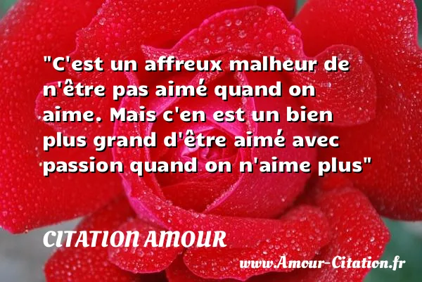C est un affreux malheur de n être pas aimé quand on aime. Mais c en est un bien plus grand d être aimé avec passion quand on n aime plus  CITATION AMOUR