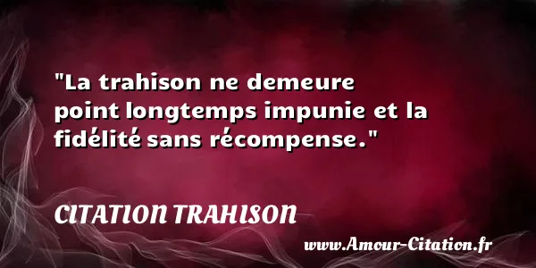 La trahison ne demeure point longtemps impunie et la fidélité sans récompense.  CITATION TRAHISON