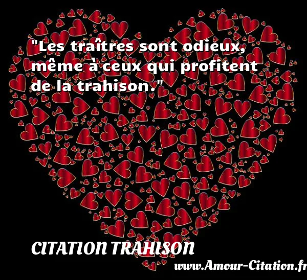 Les traîtres sont odieux, même à ceux qui profitent de la trahison.  CITATION TRAHISON