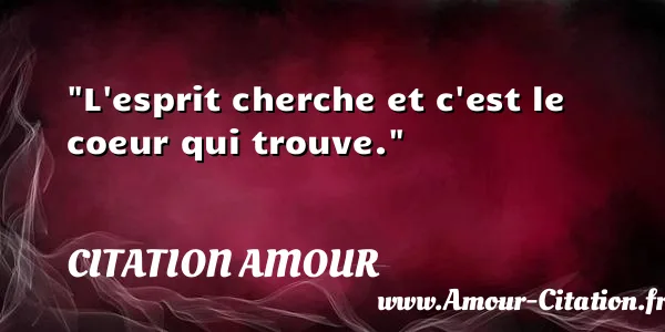 L esprit cherche et c est le coeur qui trouve.  CITATION AMOUR