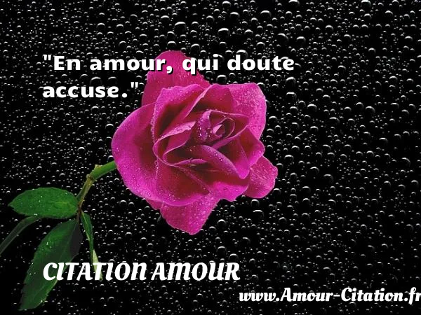 En amour, qui doute accuse.  CITATION AMOUR