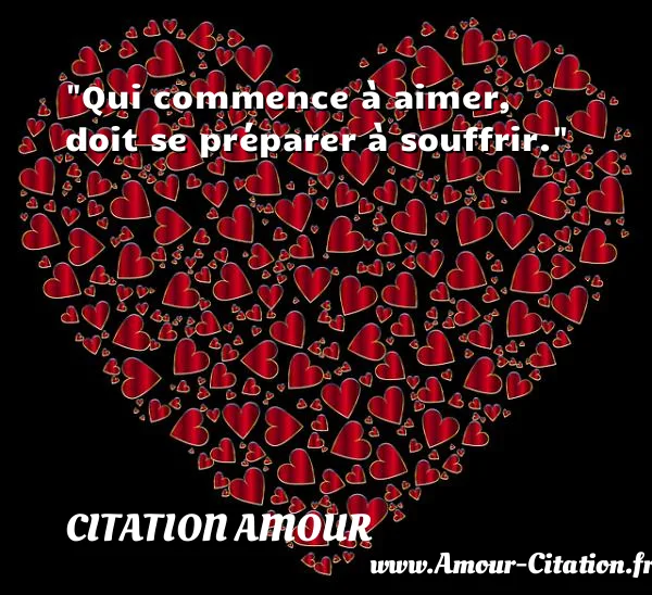 Qui commence à aimer, doit se préparer à souffrir.  CITATION AMOUR