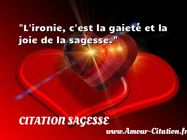 L ironie, c est la gaieté et la joie de la sagesse. CITATION SAGESSE