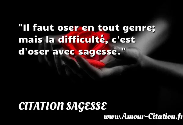 Il faut oser en tout genre; mais la difficulté, c est d oser avec sagesse. CITATION SAGESSE