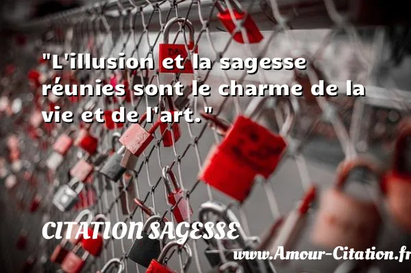 L illusion et la sagesse réunies sont le charme de la vie et de l art.  CITATION SAGESSE