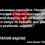  Quiconque connaîtra l homme verra que c est un ouvrage de grand dessein, qui ne pouvait être conçu ni exécuté que par une profonde sagesse.  CITATION SAGESSE