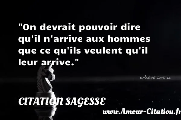 On devrait pouvoir dire qu il n arrive aux hommes que ce qu ils veulent qu il leur arrive. CITATION SAGESSE