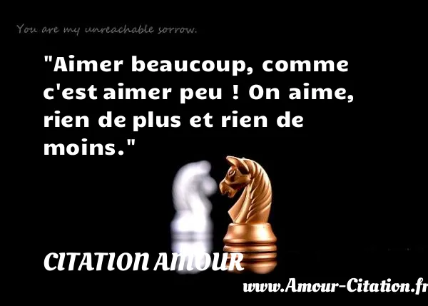 Aimer beaucoup, comme c est aimer peu ! On aime, rien de plus et rien de moins. CITATION AMOUR