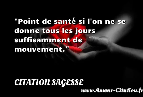Point de santé si l on ne se donne tous les jours suffisamment de mouvement. CITATION SAGESSE