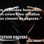  Les destinées humaines sont entre elles soudées d un ciment de sagesse.  CITATION SAGESSE