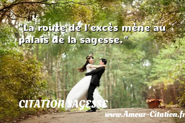 La route de l excès mène au palais de la sagesse.  CITATION SAGESSE