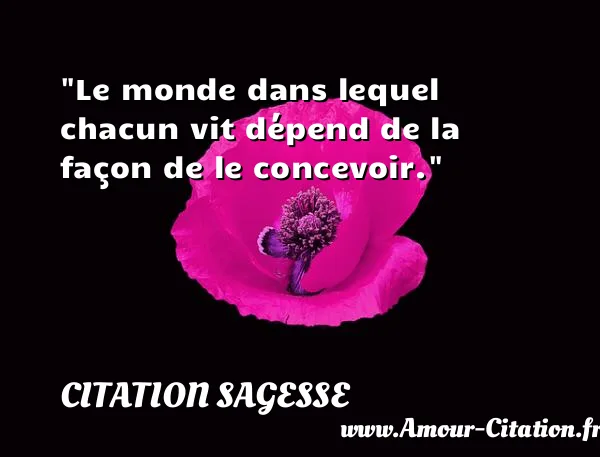 Le monde dans lequel chacun vit dépend de la façon de le concevoir. CITATION SAGESSE