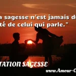  La sagesse n est jamais du côté de celui qui parle.  CITATION SAGESSE