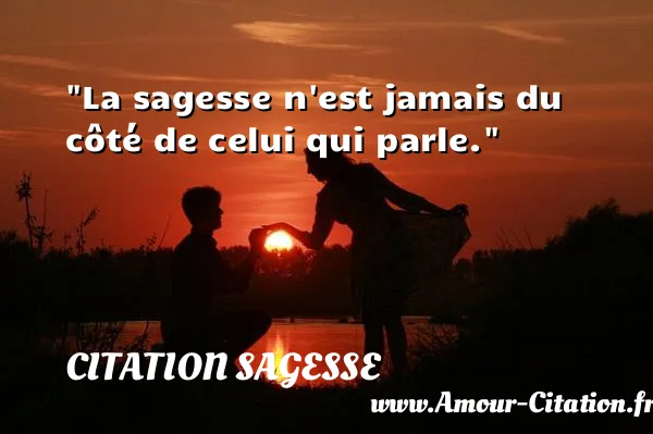 La sagesse n est jamais du côté de celui qui parle.  CITATION SAGESSE