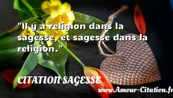 Il y a religion dans la sagesse, et sagesse dans la religion.  CITATION SAGESSE