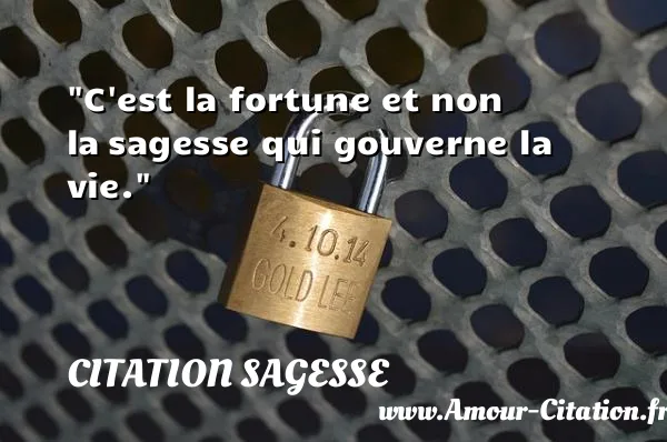 C est la fortune et non la sagesse qui gouverne la vie.  CITATION SAGESSE