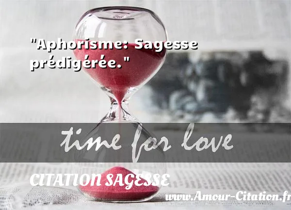 Aphorisme: Sagesse prédigérée.  CITATION SAGESSE