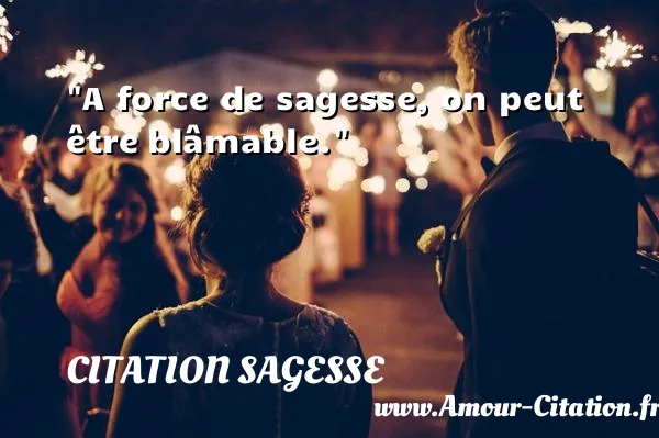 A force de sagesse, on peut être blâmable.  CITATION SAGESSE