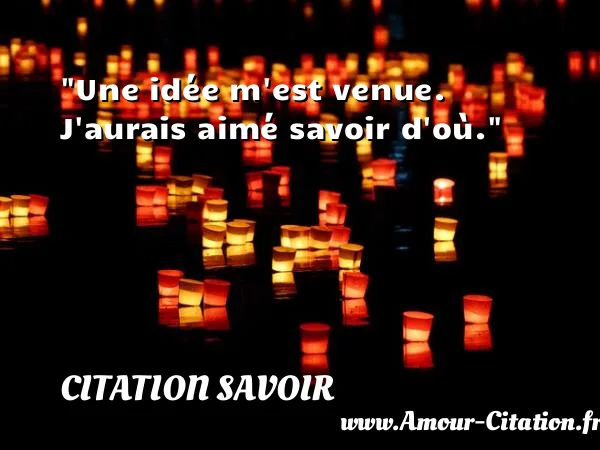 Une idée m est venue. J aurais aimé savoir d où. CITATION SAVOIR