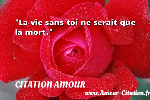 La vie sans toi ne serait que la mort.  CITATION AMOUR