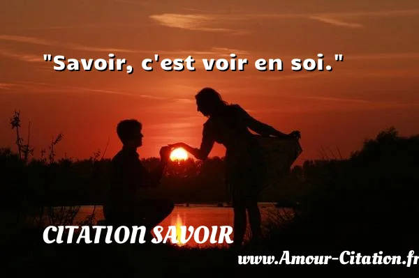 Savoir, c est voir en soi.  CITATION SAVOIR