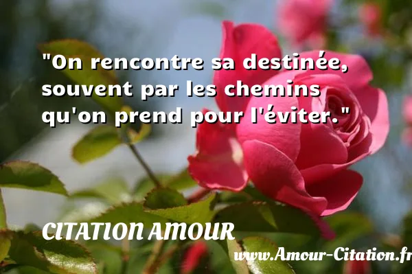 On rencontre sa destinée, souvent par les chemins qu on prend pour l éviter.  CITATION AMOUR