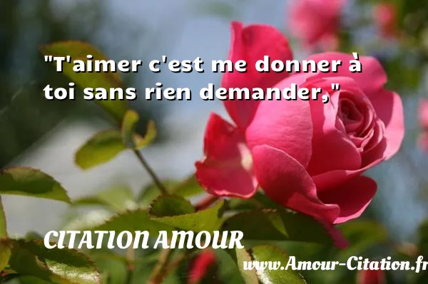 T aimer c est me donner à toi sans rien demander,  CITATION AMOUR