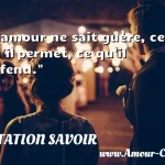  L amour ne sait guère, ce qu il permet, ce qu il défend.  CITATION SAVOIR