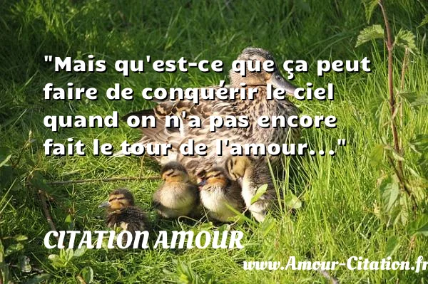 Mais qu est-ce que ça peut faire de conquérir le ciel quand on n a pas encore fait le tour de l amour...  CITATION AMOUR