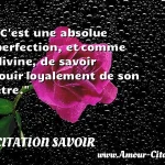  C est une absolue perfection, et comme divine, de savoir jouir loyalement de son être.  CITATION SAVOIR