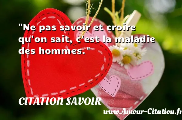 Ne pas savoir et croire qu on sait, c est la maladie des hommes. CITATION SAVOIR