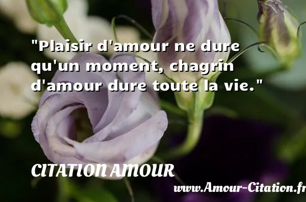 Plaisir d amour ne dure qu un moment, chagrin d amour dure toute la vie.  CITATION AMOUR