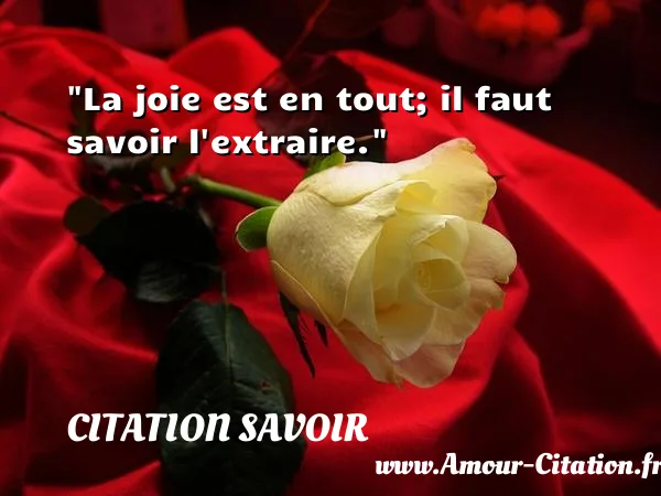 La joie est en tout; il faut savoir l extraire. CITATION SAVOIR