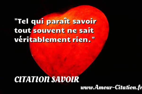 Tel qui paraît savoir tout souvent ne sait véritablement rien.  CITATION SAVOIR