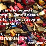  Le vin a le pouvoir d emplir l âme de toute vérité, de tout savoir et philosophie.  CITATION SAVOIR