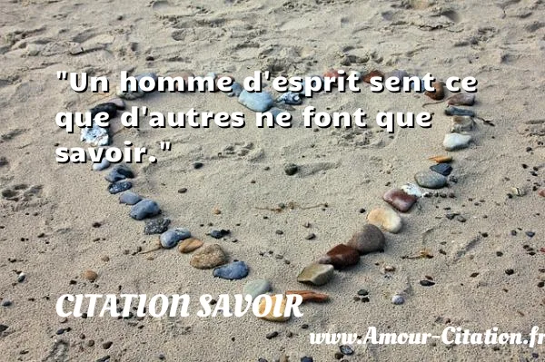 Un homme d esprit sent ce que d autres ne font que savoir. CITATION SAVOIR