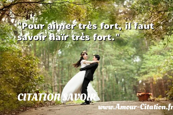 Pour aimer très fort, il faut savoir haïr très fort.  CITATION SAVOIR