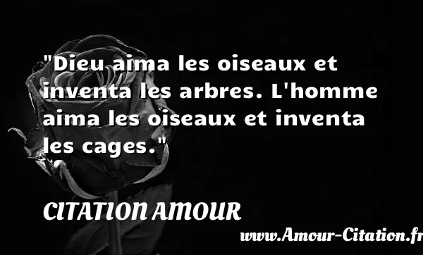 Dieu aima les oiseaux et inventa les arbres. L homme aima les oiseaux et inventa les cages.  CITATION AMOUR