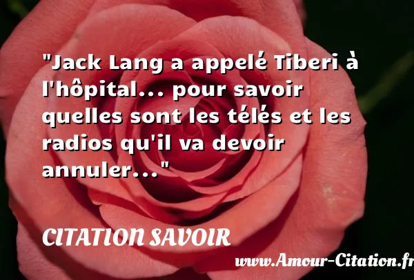 Jack Lang a appelé Tiberi à l hôpital... pour savoir quelles sont les télés et les radios qu il va devoir annuler... CITATION SAVOIR