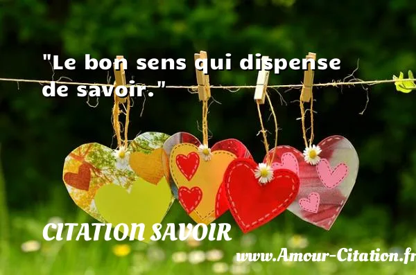 Le bon sens qui dispense de savoir. CITATION SAVOIR