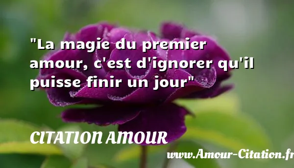 La magie du premier amour, c est d ignorer qu il puisse finir un jour  CITATION AMOUR