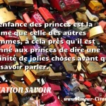  L enfance des princes est la même que celle des autres hommes, à cela près qu il est donné aux princes de dire une infinité de jolies choses avant que de savoir parler.  CITATION SAVOIR