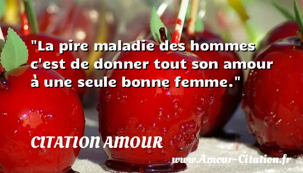 La pire maladie des hommes c est de donner tout son amour à une seule bonne femme.  CITATION AMOUR