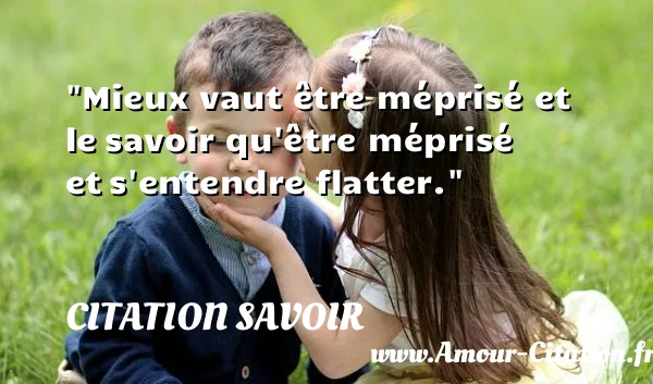 Mieux vaut être méprisé et le savoir qu être méprisé et s entendre flatter. CITATION SAVOIR