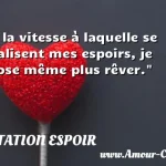  A la vitesse à laquelle se réalisent mes espoirs, je n ose même plus rêver.  CITATION ESPOIR
