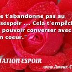  Ne t abandonne pas au désespoir ... Cela t empêche de pouvoir converser avec ton coeur.  CITATION ESPOIR