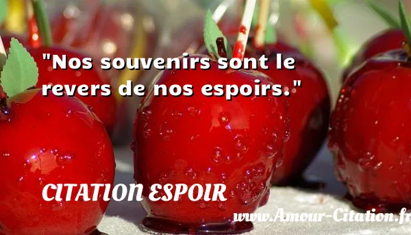 Nos souvenirs sont le revers de nos espoirs.  CITATION ESPOIR